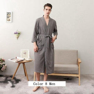 Women Men Bath Robe Waffle Shower Robe Male Female - foxberryparkproducts