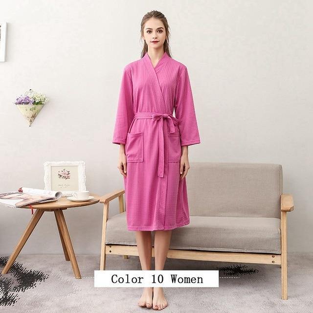 Women Men Bath Robe Waffle Shower Robe Male Female - foxberryparkproducts