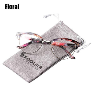 SOOLALA Semi-rimless Cat Eye Reading Glasses Women Magnifying Eyeglasses Presbyopia Sunglasses Reading Glasses 0.5 1.5 to 5.0 - foxberryparkproducts
