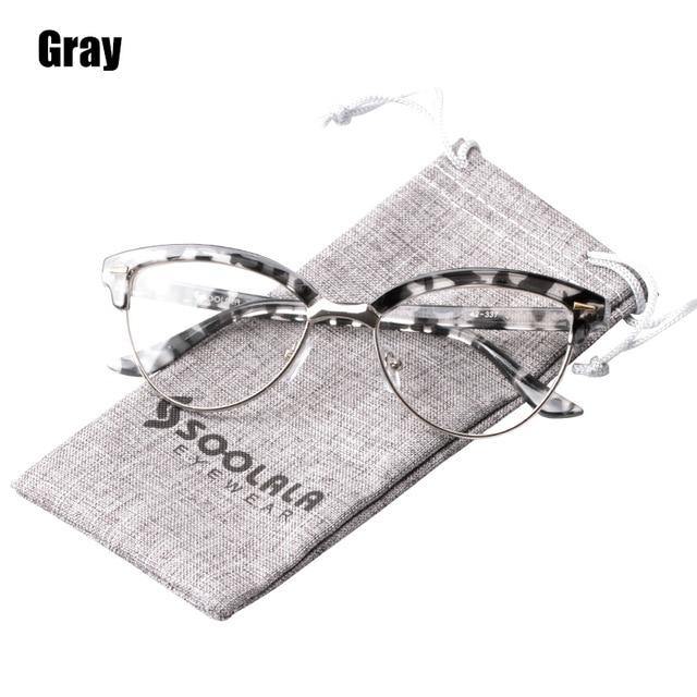 SOOLALA Semi-rimless Cat Eye Reading Glasses Women Magnifying Eyeglasses Presbyopia Sunglasses Reading Glasses 0.5 1.5 to 5.0 - foxberryparkproducts