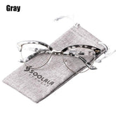 SOOLALA Semi-rimless Cat Eye Reading Glasses Women Magnifying Eyeglasses Presbyopia Sunglasses Reading Glasses 0.5 1.5 to 5.0 - foxberryparkproducts