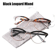 Load image into Gallery viewer, SOOLALA Semi-rimless Cat Eye Reading Glasses Women Magnifying Eyeglasses Presbyopia Sunglasses Reading Glasses 0.5 1.5 to 5.0 - foxberryparkproducts
