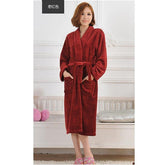 Women Men Flannel Bath Robe Sleepwear 2020 Autumn Winter Solid Plush - foxberryparkproducts