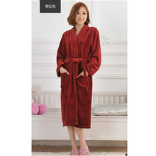 Load image into Gallery viewer, Women Men Flannel Bath Robe Sleepwear 2020 Autumn Winter Solid Plush - foxberryparkproducts
