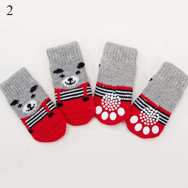 4Pcs Warm Puppy Dog Shoes Soft Pet Knits Socks - foxberryparkproducts