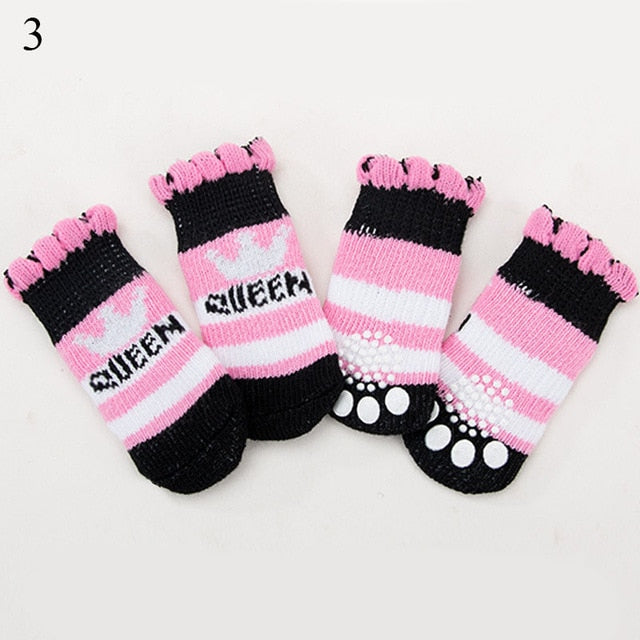4Pcs Warm Puppy Dog Shoes Soft Pet Knits Socks - foxberryparkproducts