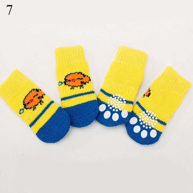 4Pcs Warm Puppy Dog Shoes Soft Pet Knits Socks - foxberryparkproducts