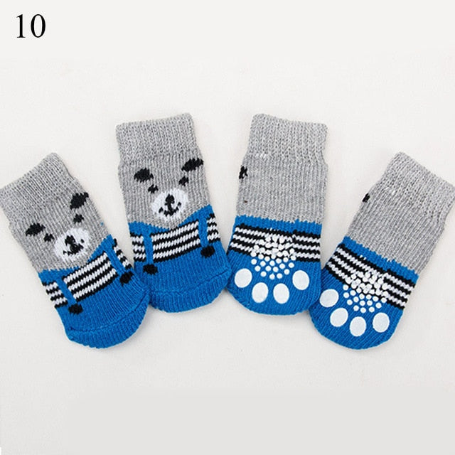 4Pcs Warm Puppy Dog Shoes Soft Pet Knits Socks - foxberryparkproducts