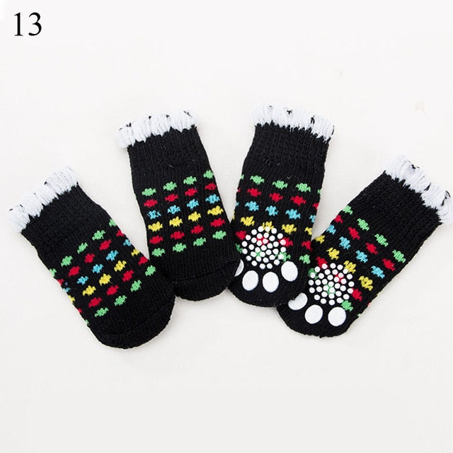4Pcs Warm Puppy Dog Shoes Soft Pet Knits Socks - foxberryparkproducts