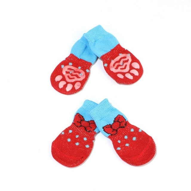 4Pcs Warm Puppy Dog Shoes Soft Pet Knits Socks - foxberryparkproducts