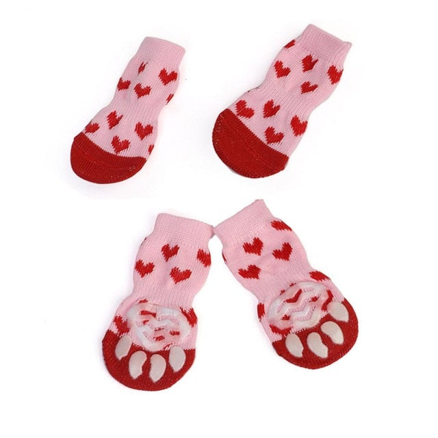 4Pcs Warm Puppy Dog Shoes Soft Pet Knits Socks - foxberryparkproducts