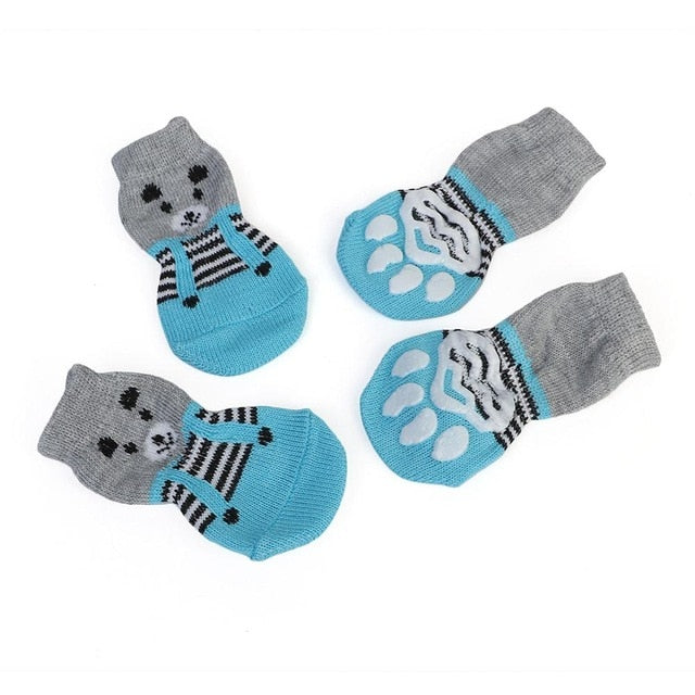 4Pcs Warm Puppy Dog Shoes Soft Pet Knits Socks - foxberryparkproducts