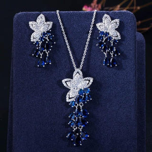 Necklace CWWZircons New Arrival Cubic Zirconia Tassel Drop Flower  ID A112 - 1118 - foxberryparkproducts