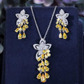 Necklace CWWZircons New Arrival Cubic Zirconia Tassel Drop Flower  ID A112 - 1118 - foxberryparkproducts