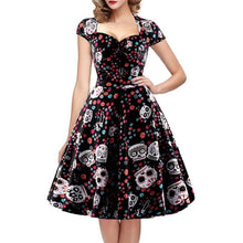 Load image into Gallery viewer, Wonderful Halloween Skull Print Gothic Dress - foxberryparkproducts
