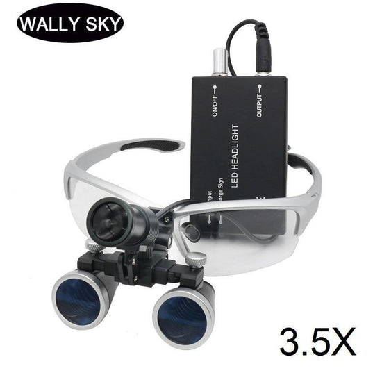 Dental Loupe Magnifier LED Binocular Magnifier Surgery Surgical Medical Operation Dental Glasses with Spotlight Head Light 3.5X - foxberryparkproducts