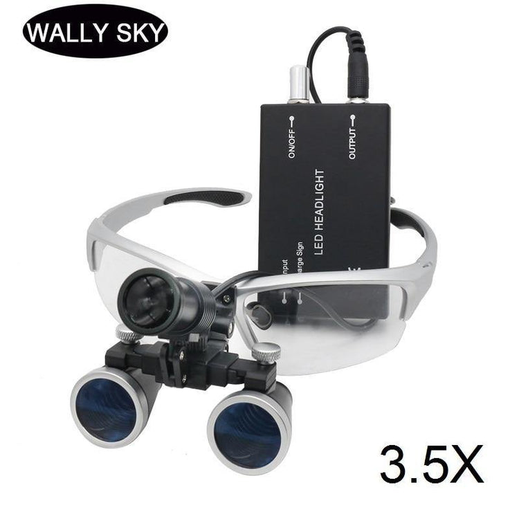 Dental Loupe Magnifier LED Binocular Magnifier Surgery Surgical Medical Operation Dental Glasses with Spotlight Head Light 3.5X - foxberryparkproducts