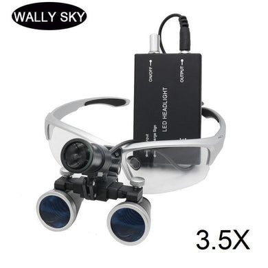 Dental Loupe Magnifier LED Binocular Magnifier Surgery Surgical Medical Operation Dental Glasses with Spotlight Head Light 3.5X - foxberryparkproducts