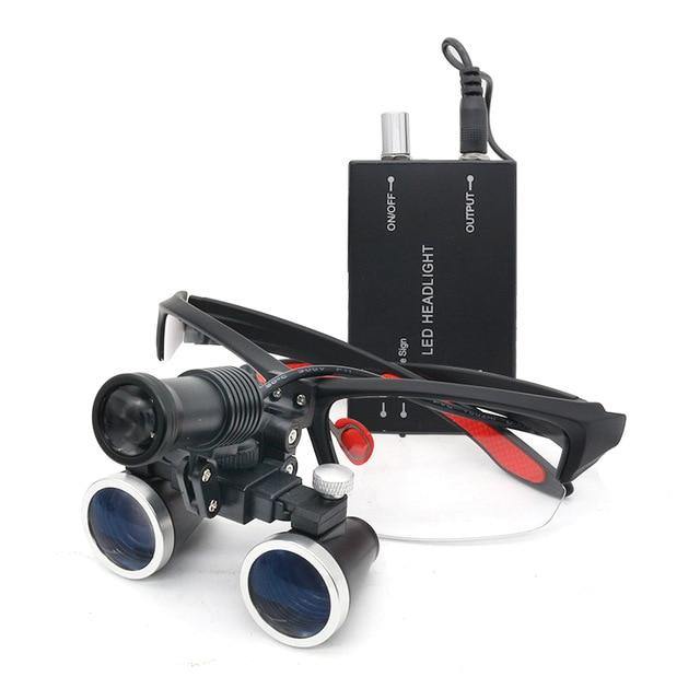 Dental Loupe Magnifier LED Binocular Magnifier Surgery Surgical Medical Operation Dental Glasses with Spotlight Head Light 3.5X - foxberryparkproducts