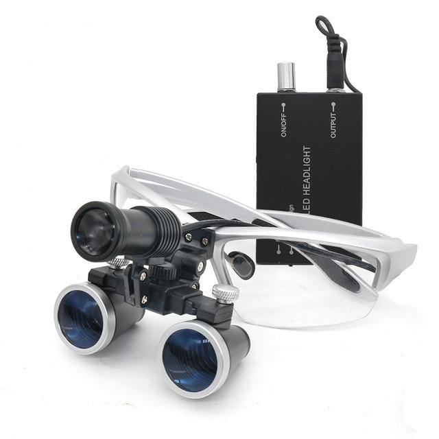 Dental Loupe Magnifier LED Binocular Magnifier Surgery Surgical Medical Operation Dental Glasses with Spotlight Head Light 3.5X - foxberryparkproducts