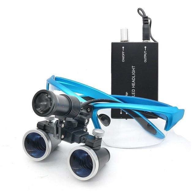 Dental Loupe Magnifier LED Binocular Magnifier Surgery Surgical Medical Operation Dental Glasses with Spotlight Head Light 3.5X - foxberryparkproducts
