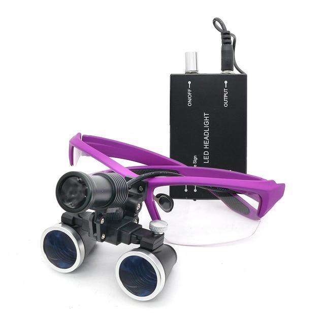 Dental Loupe Magnifier LED Binocular Magnifier Surgery Surgical Medical Operation Dental Glasses with Spotlight Head Light 3.5X - foxberryparkproducts