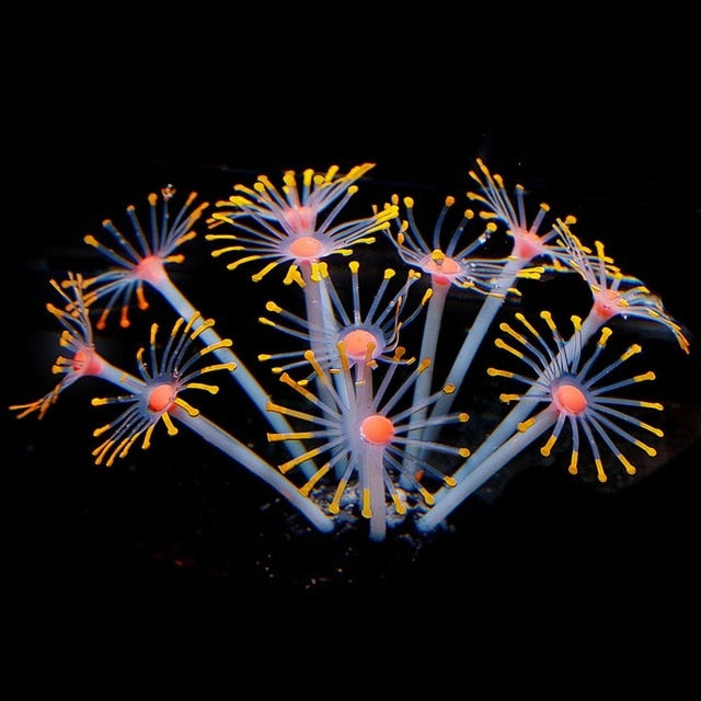 11 Leaves Silicone Glowing Artificial Fish Tank Aquarium Coral Plants Underwater Ornament Fish Tank Aquarium Decor Accessories - foxberryparkproducts