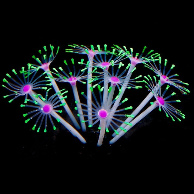 11 Leaves Silicone Glowing Artificial Fish Tank Aquarium Coral Plants Underwater Ornament Fish Tank Aquarium Decor Accessories - foxberryparkproducts