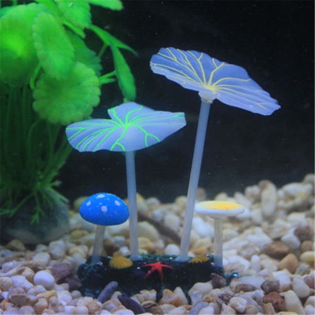 11 Leaves Silicone Glowing Artificial Fish Tank Aquarium Coral Plants Underwater Ornament Fish Tank Aquarium Decor Accessories - foxberryparkproducts
