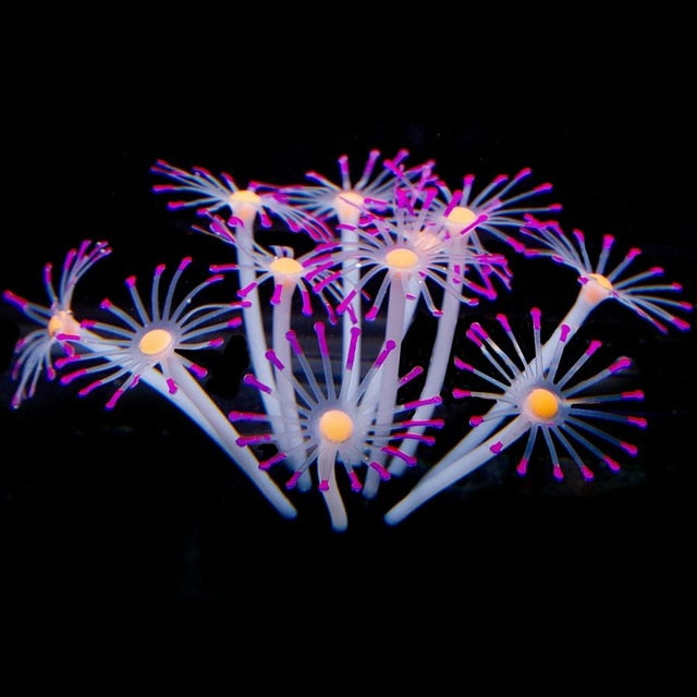 11 Leaves Silicone Glowing Artificial Fish Tank Aquarium Coral Plants Underwater Ornament Fish Tank Aquarium Decor Accessories - foxberryparkproducts