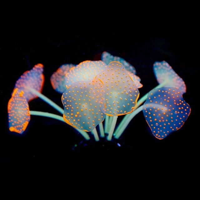 11 Leaves Silicone Glowing Artificial Fish Tank Aquarium Coral Plants Underwater Ornament Fish Tank Aquarium Decor Accessories - foxberryparkproducts