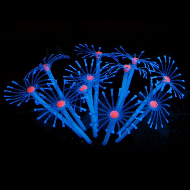 11 Leaves Silicone Glowing Artificial Fish Tank Aquarium Coral Plants Underwater Ornament Fish Tank Aquarium Decor Accessories - foxberryparkproducts