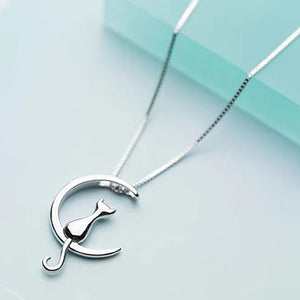 Beautiful Pure 925 Sterling Silver Cat Charm Pendant Necklaces for Women - foxberryparkproducts