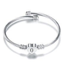 Load image into Gallery viewer, Fashion Heart Charm Bangle With Initial Alphabet Letter Engrave High Quality Women Jewelry Cuff Bangles Wholesale For Party Gift - foxberryparkproducts
