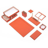 Leather Desk Set 10 Pieces With Double Document Tray - foxberryparkproducts