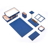 Leather Desk Set 10 Pieces With Double Document Tray - foxberryparkproducts
