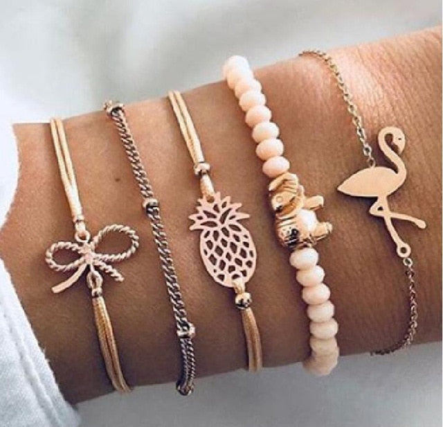 Bracelet Set  New Bohemian Black Rope Chain     ID A114 - 1110 - foxberryparkproducts