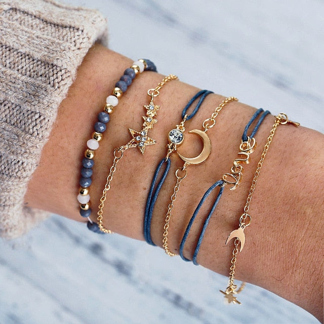 Bracelet Set  New Bohemian Black Rope Chain     ID A114 - 1110 - foxberryparkproducts