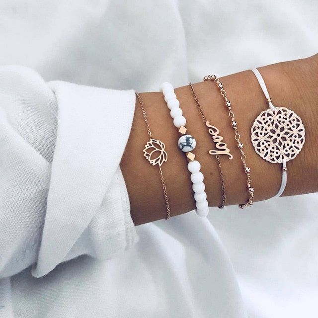 Bracelet Set  New Bohemian Black Rope Chain     ID A114 - 1110 - foxberryparkproducts