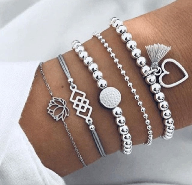 Bracelet Set  New Bohemian Black Rope Chain     ID A114 - 1110 - foxberryparkproducts