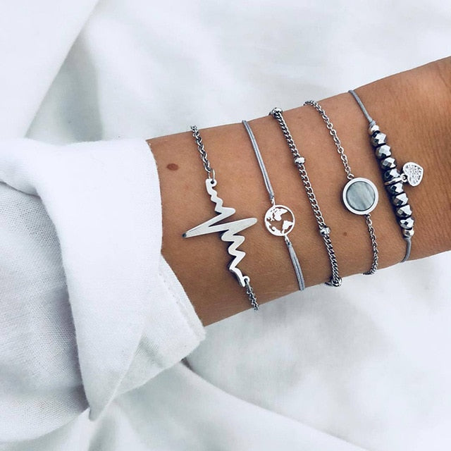 Bracelet Set  New Bohemian Black Rope Chain     ID A114 - 1110 - foxberryparkproducts