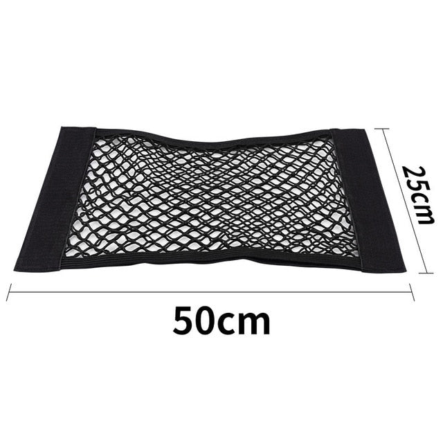 Car Back Rear Mesh Trunk Seat Elastic String Net Magic Sticker Universal Storage Bag Pocket Cage Auto Organizer Seat Back Bag - foxberryparkproducts