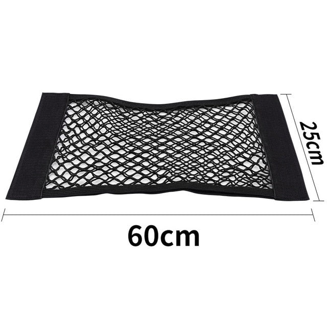 Car Back Rear Mesh Trunk Seat Elastic String Net Magic Sticker Universal Storage Bag Pocket Cage Auto Organizer Seat Back Bag - foxberryparkproducts