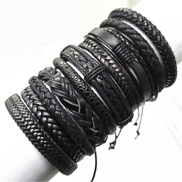 Bracelets 10pcs/set Black Wrap Woven Handmade  Men or Women  ID  A112 - 1105 - foxberryparkproducts