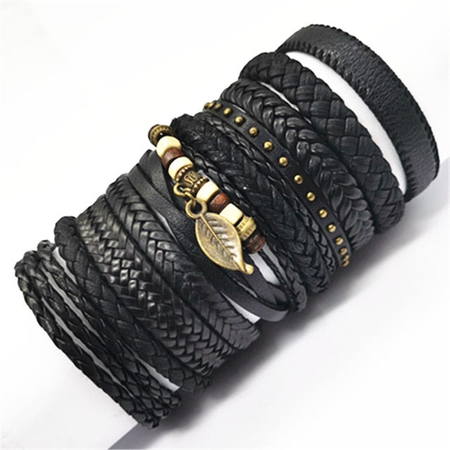 Bracelets 10pcs/set Black Wrap Woven Handmade  Men or Women  ID  A112 - 1105 - foxberryparkproducts