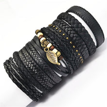 Load image into Gallery viewer, Bracelets 10pcs/set Black Wrap Woven Handmade  Men or Women  ID  A112 - 1105 - foxberryparkproducts
