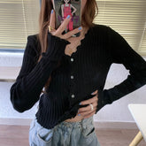 Women V-Neck Knitted Casual Ruched Short Sweaters Cardigans - foxberryparkproducts