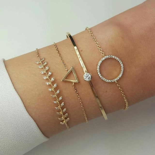 31 Styles Boho Mixed Leaves Letter Map Geometric Crystal Infinity  Pentagram Shell Multi-layer Chain Bracelet Women Wholesale - foxberryparkproducts