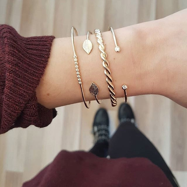 31 Styles Boho Mixed Leaves Letter Map Geometric Crystal Infinity  Pentagram Shell Multi-layer Chain Bracelet Women Wholesale - foxberryparkproducts