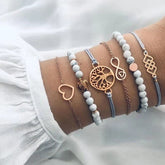 31 Styles Boho Mixed Leaves Letter Map Geometric Crystal Infinity  Pentagram Shell Multi-layer Chain Bracelet Women Wholesale - foxberryparkproducts